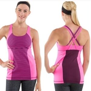 Lululemon Energy Tank Top Color Hyper Stripe Raspberry Glow Light Plum (Pink)